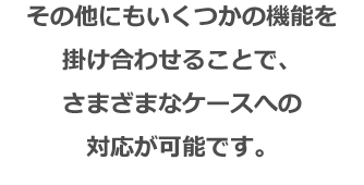 その他にもいくつかの機能を掛け合わせることで、さまざまなケースへの対応が可能です。