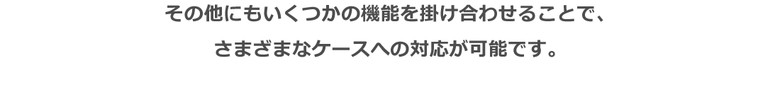 その他にもいくつかの機能を掛け合わせることで、さまざまなケースへの対応が可能です。