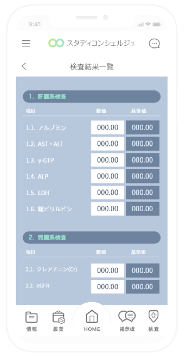 検査結果一覧モバイル